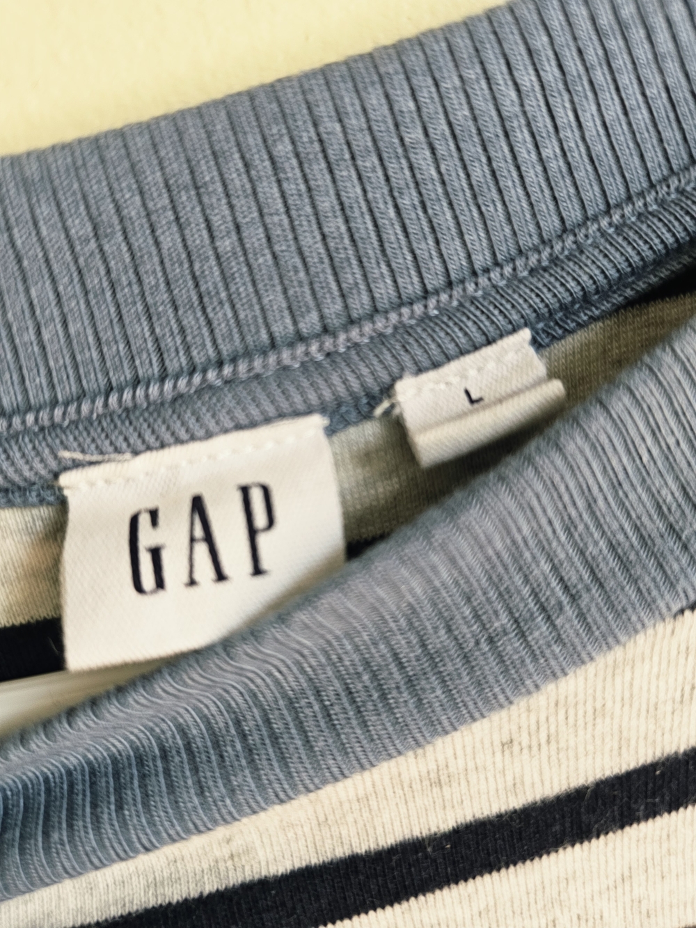 Short-Sleeve Knit Striped Dress Navy & Grey by GAP Large Soft All-Day Comfort - Picture 4 of 5